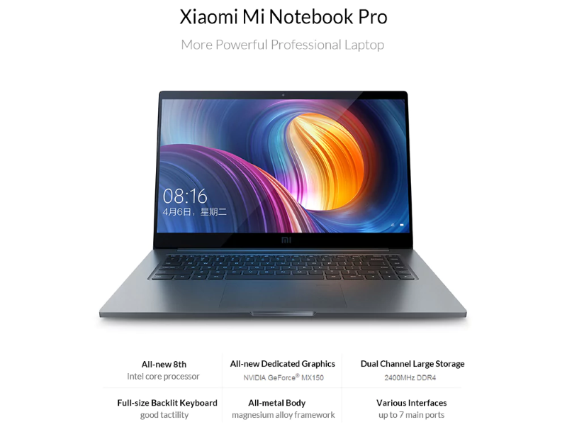 [รหัสคูปอง] Xiaomi Mi Notebook Pro – พร้อมพอร์ต USB Type C