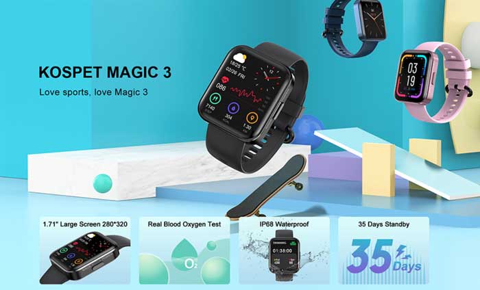 Kospet Magic 3 Smartwatch – สวมใส่ได้หน้าจอกว้างแบบสปอร์ต