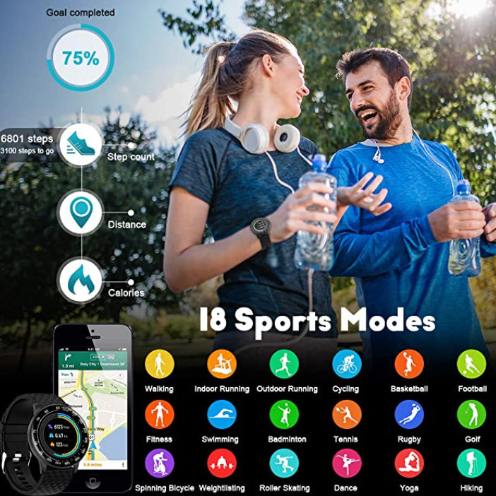 Peakfun Smartwatch รุ่น Circular- 18 โหมดกีฬา!