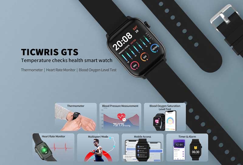 TICWRIS GTS – สมาร์ทวอทช์พร้อมเทอร์โมมิเตอร์