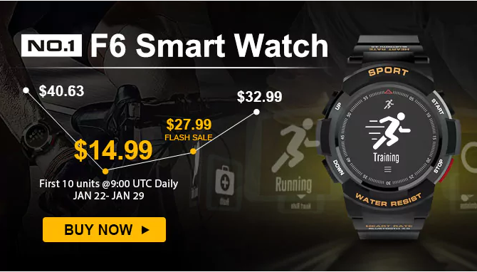 No.1 F6 Smartwatch FLASH SALE $27.99, 10 ยูนิตแรก $14.99 เท่านั้น