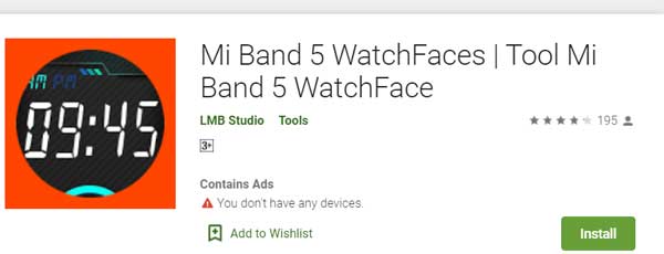 Mi Band 5 หน้าปัดนาฬิกา