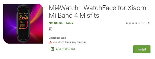 Mi4Watch – WatchFace สำหรับ Xiaomi Mi Band 4 MisFits โดย Ntn Studio