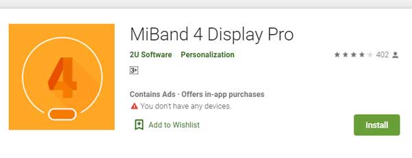 MiBand4 Display Pro โดยซอฟต์แวร์ 2U