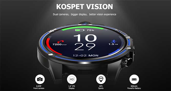 Kospet Vision 4G Smartwatch พร้อมกล้องคู่มาแล้ว
