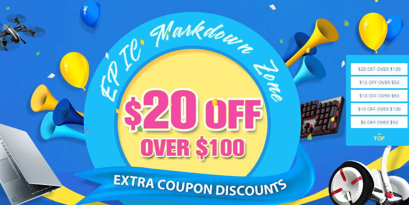 คู่มือ: Epic Mark Down Sale Promotion ที่ Gearbest.com – รหัสคูปอง $ 20 OFF