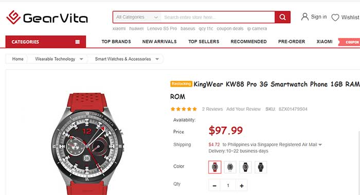 KingWear KW88 Pro 3G Smartwatch -รหัสคูปอง