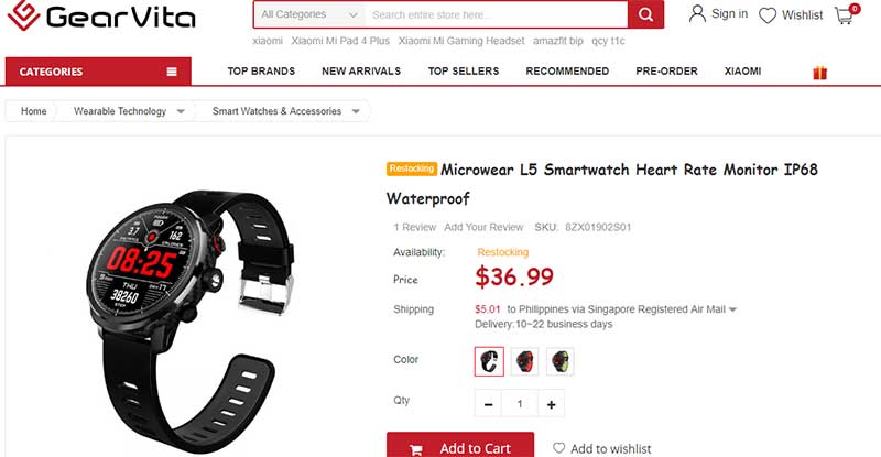 Microwear L5 Smartwatch – รหัสคูปอง