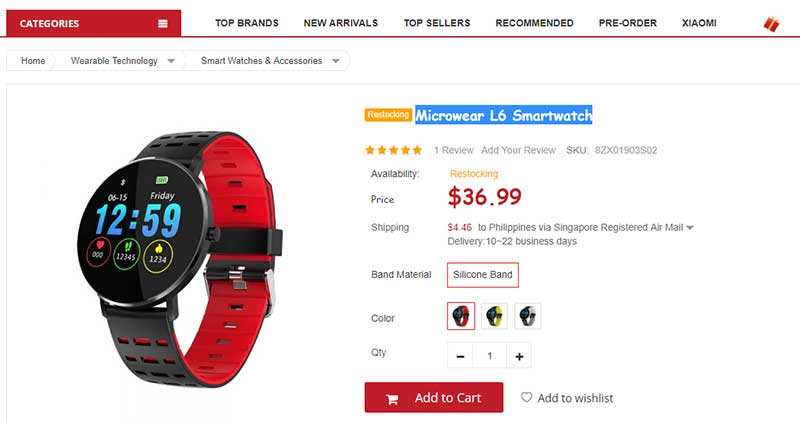 Microwear L6 Smartwatch – รหัสคูปอง